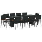 Garten Essgruppe 11 pcs Schwarz Poly-Rattan