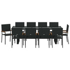 Garten Essgruppe 11 pcs Schwarz Poly-Rattan