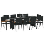 Garten Essgruppe 11 pcs Schwarz Poly-Rattan