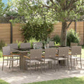 Garten Essgruppe 11 pcs Grau Poly-Rattan