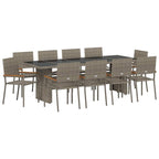 Garten Essgruppe 11 pcs Grau Poly-Rattan