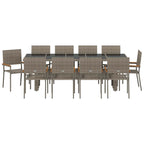 Garten Essgruppe 11 pcs Grau Poly-Rattan