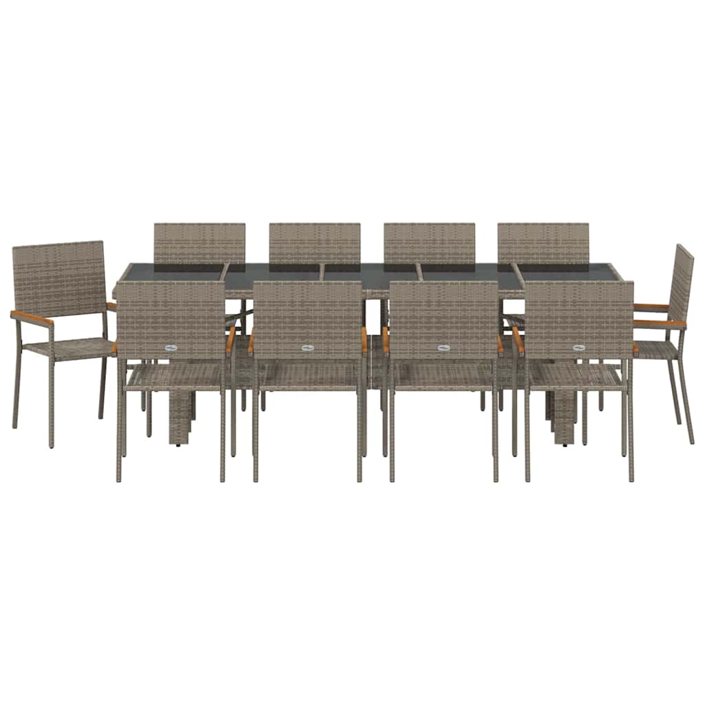 Garten Essgruppe 11 pcs Grau Poly-Rattan