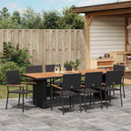 Garten Essgruppe 9 pcs Schwarz Poly-Rattan