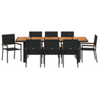 Garten Essgruppe 9 pcs Schwarz Poly-Rattan