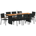 Garten Essgruppe 9 pcs Schwarz Poly-Rattan