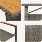 Garten Essgruppe 9 pcs Grau Poly-Rattan