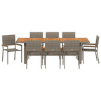 Garten Essgruppe 9 pcs Grau Poly-Rattan