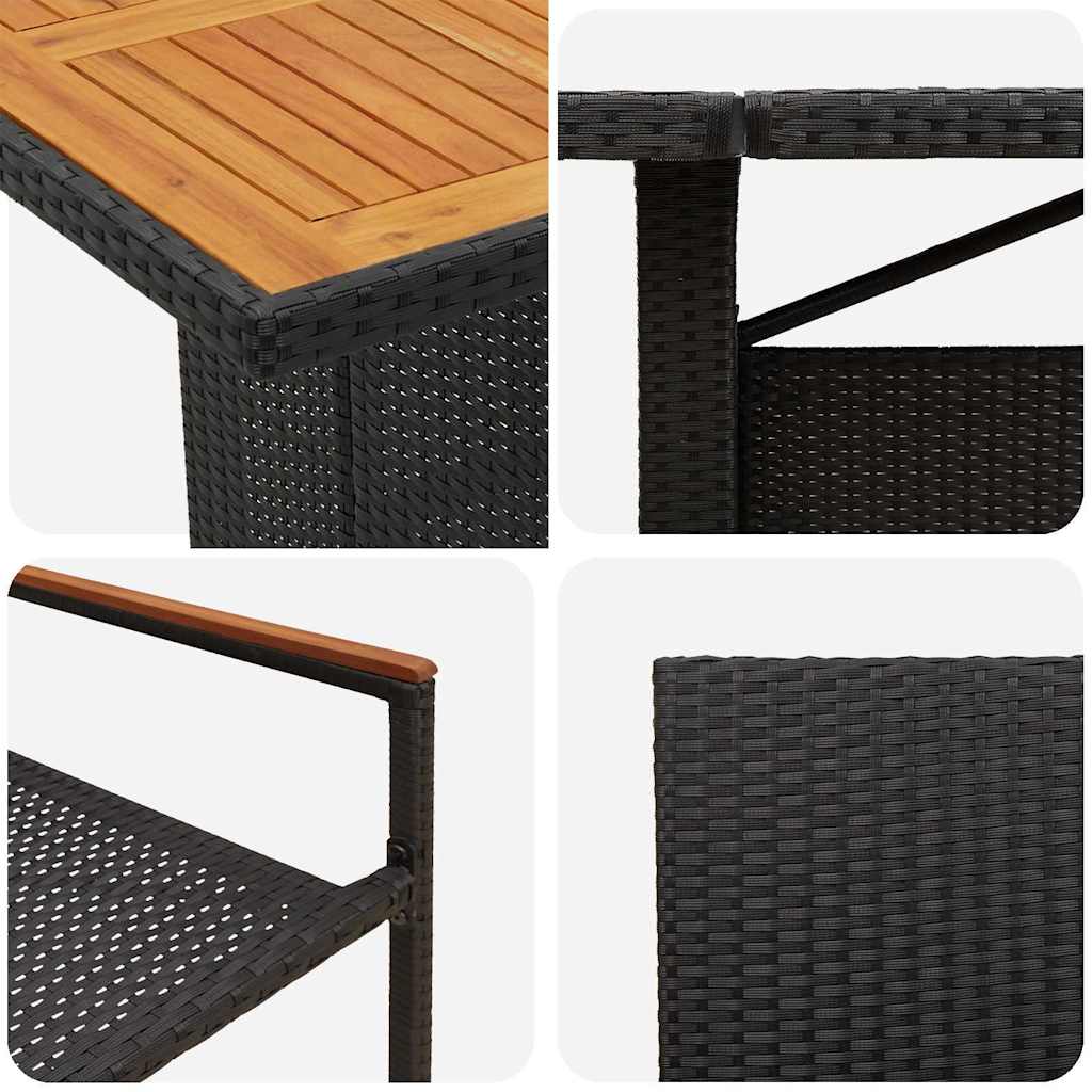 Garten Essgruppe 11 pcs Schwarz Poly-Rattan