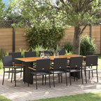 Garten Essgruppe 11 pcs Schwarz Poly-Rattan