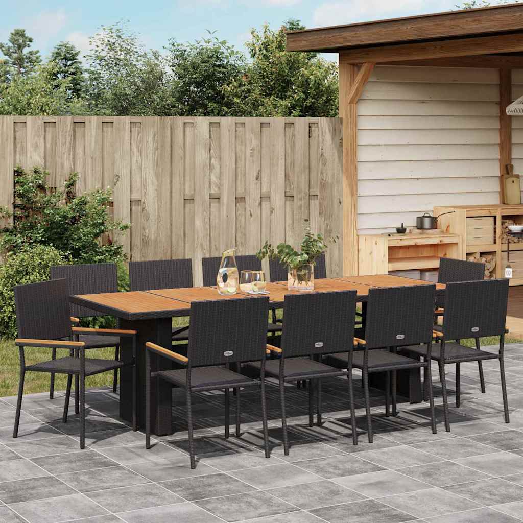 Garten Essgruppe 11 pcs Schwarz Poly-Rattan