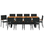 Garten Essgruppe 11 pcs Schwarz Poly-Rattan