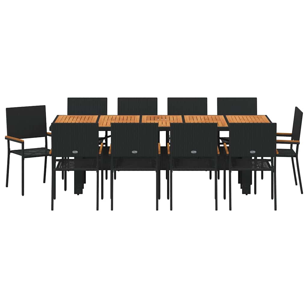 Garten Essgruppe 11 pcs Schwarz Poly-Rattan