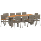 Garten Essgruppe 11 pcs Grau Poly-Rattan