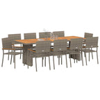 Garten Essgruppe 11 pcs Grau Poly-Rattan