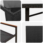 Garten Essgruppe 7 pcs Schwarz Poly-Rattan