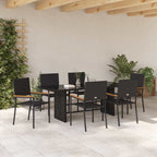 Garten Essgruppe 7 pcs Schwarz Poly-Rattan