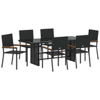 Garten Essgruppe 7 pcs Schwarz Poly-Rattan