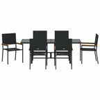 Garten Essgruppe 7 pcs Schwarz Poly-Rattan
