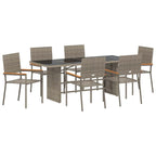 Garten Essgruppe 7 pcs Grau Poly-Rattan