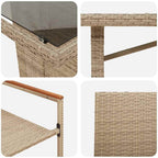Garten Essgruppe 7 pcs Beige Poly-Rattan