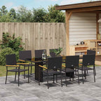 Garten Essgruppe 9 pcs Schwarz Poly-Rattan