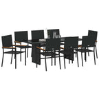 Garten Essgruppe 9 pcs Schwarz Poly-Rattan