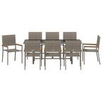 Garten Essgruppe 9 pcs Grau Poly-Rattan