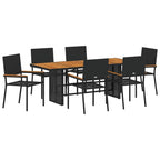 Garten Essgruppe 7 pcs Schwarz Poly-Rattan