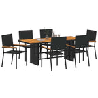 Garten Essgruppe 7 pcs Schwarz Poly-Rattan