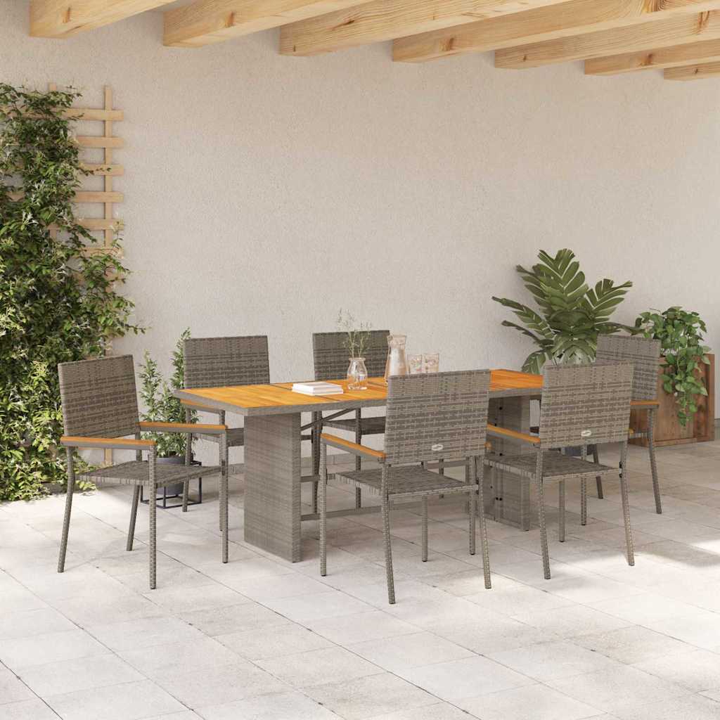 Garten Essgruppe 7 pcs Grau Poly-Rattan