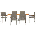 Garten Essgruppe 7 pcs Grau Poly-Rattan