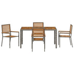 Garten Essgruppe 5 pcs Grau und Braun Poly-Rattan
