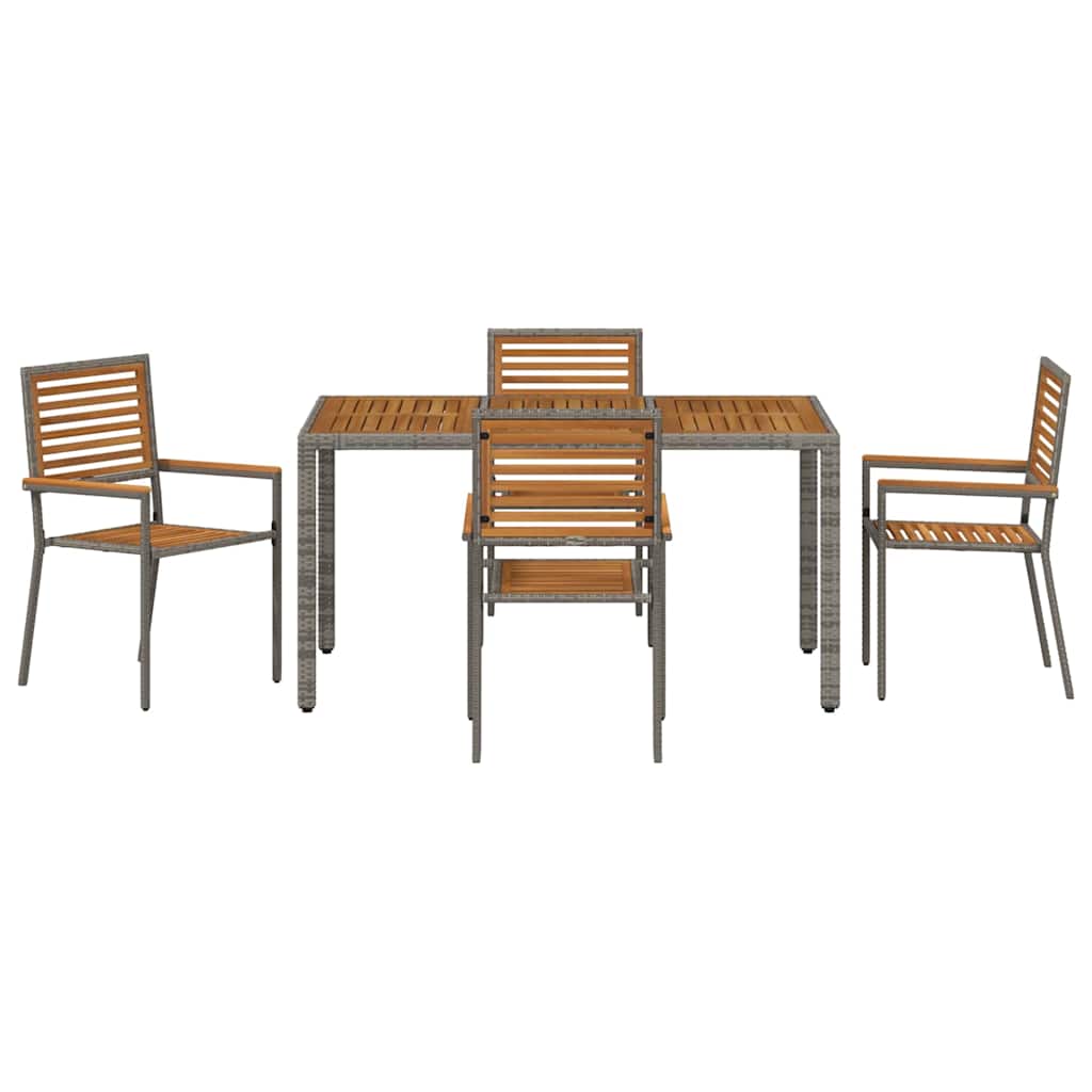 Garten Essgruppe 5 pcs Grau und Braun Poly-Rattan