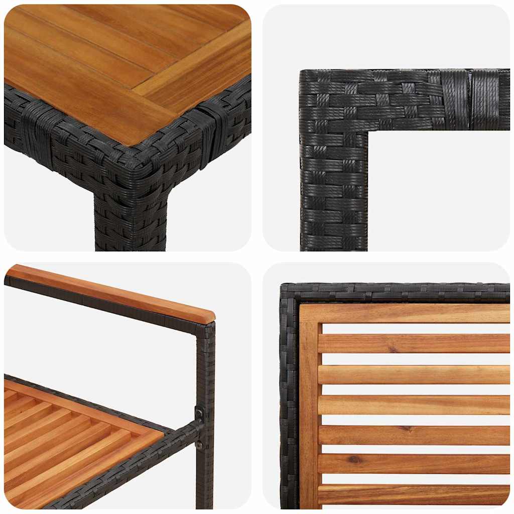 Garten Essgruppe 7 pcs Schwarz und Braun Poly-Rattan
