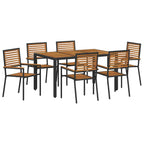 Garten Essgruppe 7 pcs Schwarz und Braun Poly-Rattan