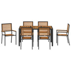 Garten Essgruppe 7 pcs Schwarz und Braun Poly-Rattan