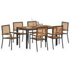 Garten Essgruppe 7 pcs Schwarz und Braun Poly-Rattan