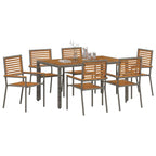 Garten Essgruppe 7 pcs Grau und Braun Poly-Rattan
