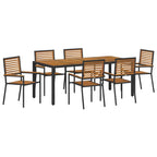 Garten Essgruppe 7 pcs Schwarz und Braun Poly-Rattan