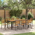Garten Essgruppe 9 pcs Schwarz und Braun Poly-Rattan