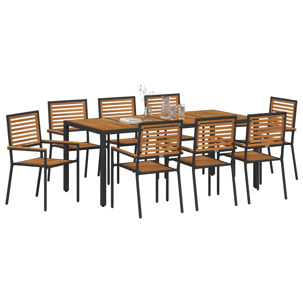 Garten Essgruppe 9 pcs Schwarz und Braun Poly-Rattan