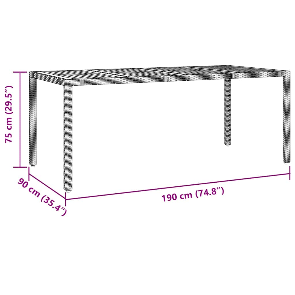 Garten Essgruppe 9 pcs Schwarz und Braun Poly-Rattan