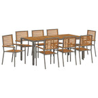 Garten Essgruppe 9 pcs Grau und Braun Poly-Rattan