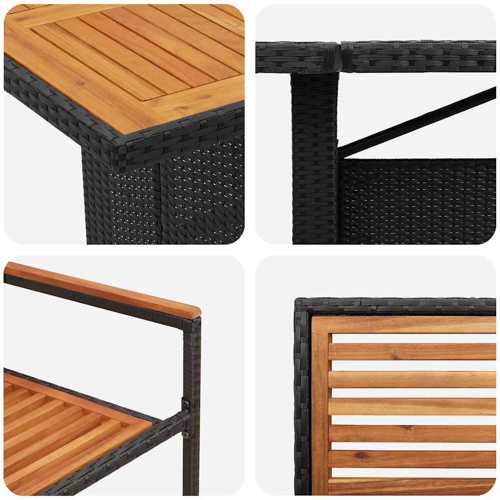 Garten Essgruppe 9 pcs Schwarz und Braun Poly-Rattan