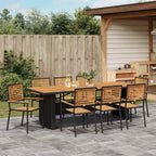 Garten Essgruppe 9 pcs Schwarz und Braun Poly-Rattan