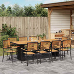 Garten Essgruppe 11 pcs Schwarz und Braun Poly-Rattan