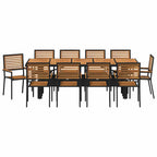 Garten Essgruppe 11 pcs Schwarz und Braun Poly-Rattan
