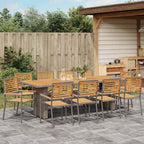 Garten Essgruppe 11 pcs Grau und Braun Poly-Rattan