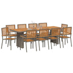 Garten Essgruppe 11 pcs Grau und Braun Poly-Rattan